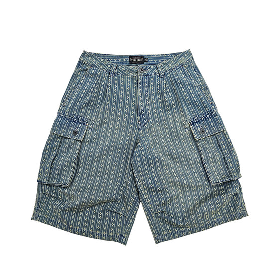 
Silibu Japanese retro casual mid-pants summer loose wide-leg shorts men's old silhouette workwear six-point pants