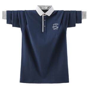 Long -sleeved T -shirt men's lapel POLO shirt pure cotton autumn and winter clothes plus fat, increase the large size fat man fat guy