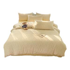 
Class A double-layer gauze bedding four-piece set pure cotton full-cotton bed sheet quilt cover quilt cover student dormitory three-piece set 4