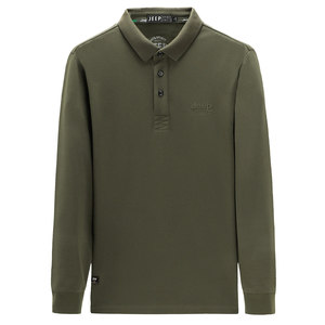 
JEEP Jeep long-sleeved t-shirt men's spring and autumn new business casual loose solid color POLO shirt comfortable top trendy