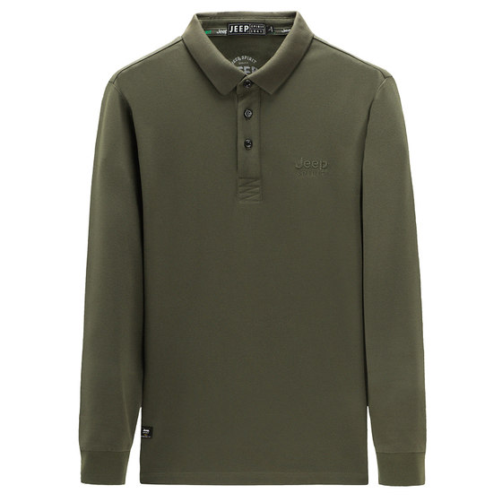 
JEEP Jeep long-sleeved t-shirt men's spring and autumn new business casual loose solid color POLO shirt comfortable top trendy