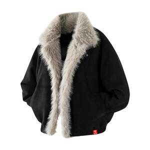 
Charles peach heart American fur collar mountain carving cotton coat men's winter cold protection thickened couple's suede cotton coat