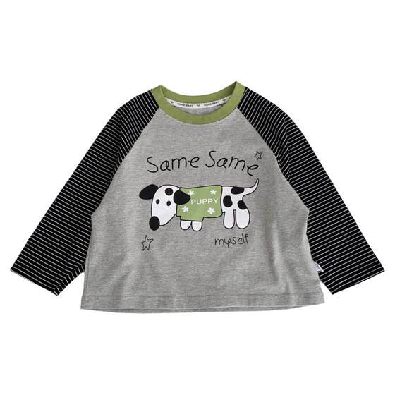 
Boys' pure cotton long-sleeved T-shirt spring and autumn children's stylish striped thin bottoming top children's cartoon raglan T-shirt