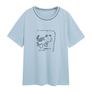 
Plus size women's fat mm short-sleeved T-shirt women's 2026 spring and summer cartoon print loose slimming Korean half-sleeved top