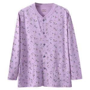 
Fatty autumn clothes for women pure cotton middle-aged and elderly cardigans, cotton double-carded cotton sweater, elderly long-sleeved mother thermal underwear