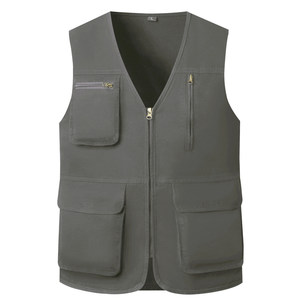 
Spring and Autumn Middle-aged and Elderly Men's Pure Cotton Multi-Pocket Large Size Waistcoat Vest Dad's Wear Outdoor Leisure Fishing Vest