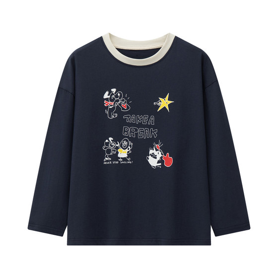 
Shrimp paste hemp boys long-sleeved T-shirt spring and autumn 2026 new top pure cotton western style cartoon children's wear T-shirt
