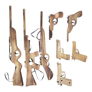 
Children's toy pistols, classic nostalgic toys born in the 1980s, can launch simulated wooden continuous hair rubber band solid wood gun