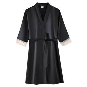 Langsha Bingshi Robe Female Summer Seven -Packal Sleeve Short Bathrough Morning Robe Morning Robe Advanced Feeling Silk cool feel home service
