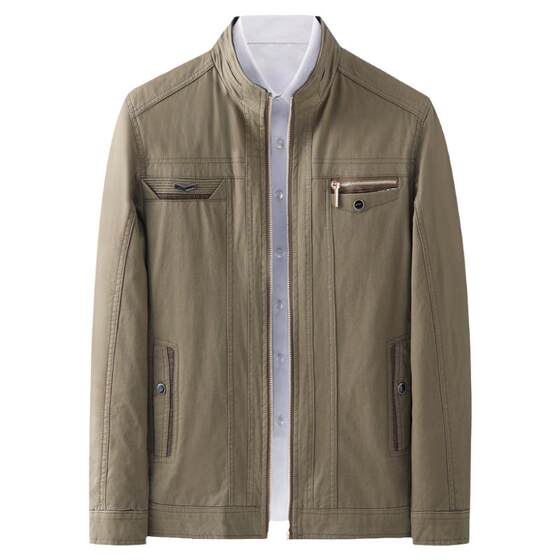 
Dad's autumn cotton jacket, middle-aged men's jacket, middle-aged and elderly men's spring and autumn stand-up collar cotton top