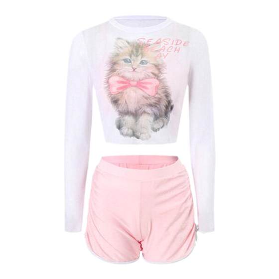 AYSTUDIO swimsuit for women 2026 new style split boxer sports long-sleeved mesh conservative slimming swimming and surfing suit