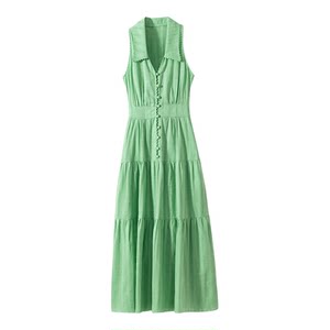 
[Small quantity, no supplement] 100% cotton hollow jacquard dress French V-neck lace patchwork shirt dress