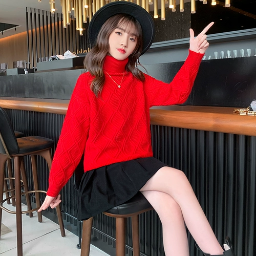 Свитер, термобелье, детский осенний приятный телу пуховик, детская одежда, коллекция 2021, подходит для подростков, высокий воротник, в западном стиле