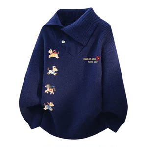 
Charles Love Heart Year of the Horse 2026 new sweater sweater for men and women winter warm casual red couple sweater