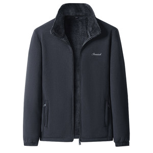 
Woodpecker autumn and winter polar fleece jacket for middle-aged men, velvet thickened cardigan sweatshirt, daddy fleece top