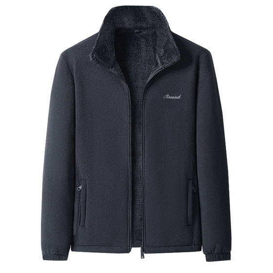 
Woodpecker autumn and winter polar fleece jacket for middle-aged men, velvet thickened cardigan sweatshirt, daddy fleece top