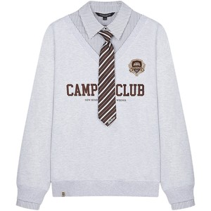 
TeenieWeenie Bear Women's Sweatshirt 2025 Autumn New Academy Style Removable Tie Spliced ​​Shirt