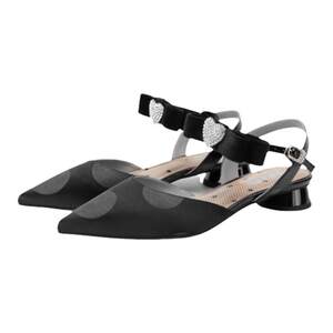 
MIO Summer Pointed Toe Low Round Heel Sandals Flash Diamond Love Bow Commuter Fashion Sandals Women