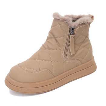 
Genuine leather flat snow boots for women 2025 new winter velvet anti-slip short boots Northeast large cotton thickened warm cotton boots