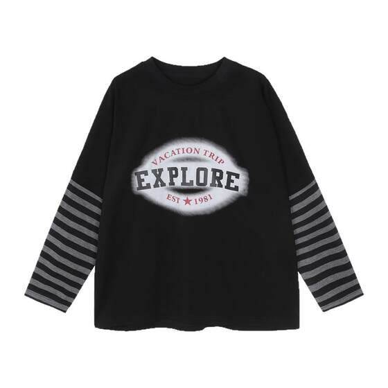 
Xiaoobao kids boys' T-shirt long-sleeved spring and autumn 2025 new children's spring clothing medium and large children's fake two-piece tops