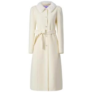 
MAXRIENY premium minimalist off-white wool coat mid-length silhouette warm coat for women