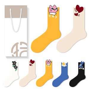 Pick up the Valentine's Day Couple Box Couple Socks Children Cartoon Cartoon Cute Switching INS Tide Monthly Motor Stomach and Sweat Sweat and Sweat
