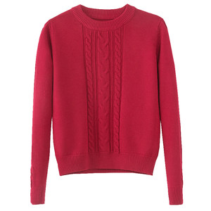 
High-waisted short sweater for women 2025 new fashion pullover thickened twist autumn and winter long-sleeved knitted base shirt