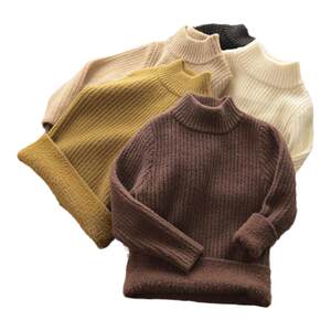 
Children's clothing 2025 autumn and winter new thickened knitted base shirt for boys and girls fashionable half turtleneck sweater for middle and big children