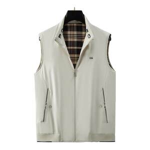 Stand-up collar vest men's spring and autumn cotton-padded fashionable casual vest trendy high-end warm vest sleeveless horse clip jacket
