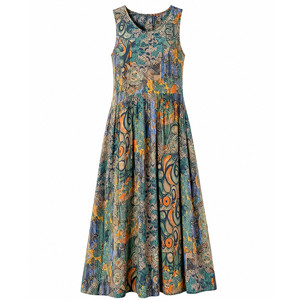
Cotton Silk Dress 2026 Summer New Sleeveless Seaside Vacation Casual A-Line Artificial Cotton Fashionable Outerwear Long Skirt