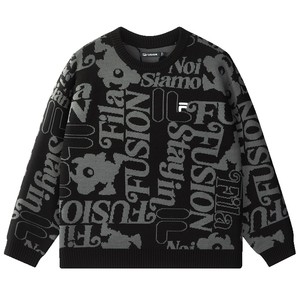 
FILA FUSION Fashion Brand Couple Knitted Sweater Women's 2025 Winter New Casual Pullover Sweater Men