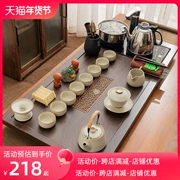 Bộ hoàn chỉnh của bộ trà Kung Fu hoàn toàn tự động hộ gia đình khay trà bằng gỗ nguyên khối kết hợp 4 trong 1 ấm đun nước bếp trà bàn trà biển
