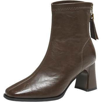 Best Picture 25 Winter Shopping New French High Heel Small Ankle Boots Plus Velvet Women's Short Boots Martin Boots