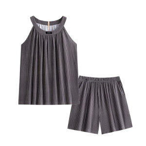 
Jialefen pajamas with chest pad for women's summer modal suspender vest sleeveless shorts home clothing set
