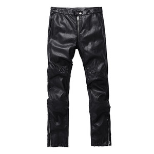 
Yuxi original design high-quality women's clothing, weak black cowhide pants, trendy casual slim men's straight trousers 011