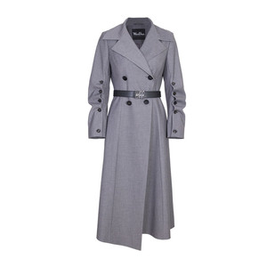 
Wandian 2025 Autumn New Arrival Rock Gray Long Windbreaker Elegant Silhouette Jacket 1243B03DM4