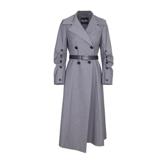 
Wandian 2025 Autumn New Arrival Rock Gray Long Windbreaker Elegant Silhouette Jacket 1243B03DM4