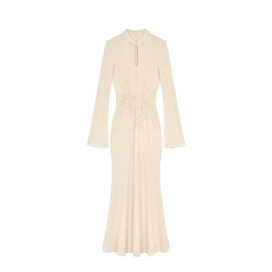 
Muzili's Li Xin Chinese style huge and beautiful early autumn dress stand-up collar embroidered knitted long skirt cardigan jacket for women