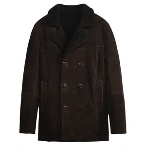 
MCS men's clothing originated from Marlboro autumn and winter retro old reversible collar fur integrated medium wool leather jacket