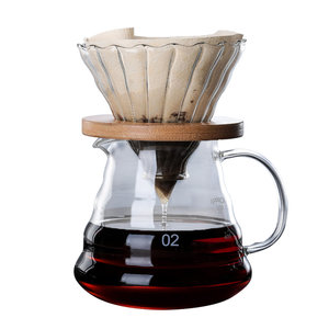 Yun Duo Coffee Share Hand Hand high borosilized glass glass coffee coffee pot heat resistance glass pot band scale V60 filter cup
