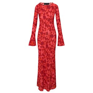 GARGA floral stunning red long-sleeved dress women's 2026 spring new slim holiday fishtail skirt long skirt