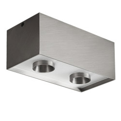 Double-head exposed bold lamp Bauhaus downlight spotlight integrated stainless steel silver living room without main light ceiling ultra-thin