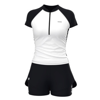 
TOSWIM women's split swimsuit round neck short sleeve shorts