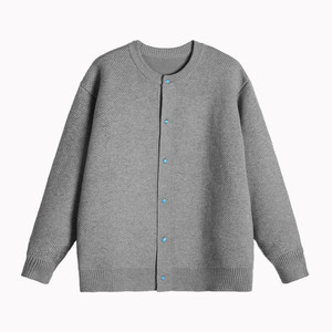 
ALLIN Lazy Gray Cardigan Sweater Men's Spring and Autumn Couple Casual Commuting Solid Color Loose Knitted Sweater Jacket