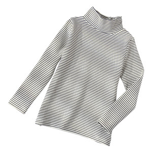 
Children's base shirt for girls autumn and winter boys top striped half turtle neck pure cotton long sleeve T-shirt underneath autumn and winter