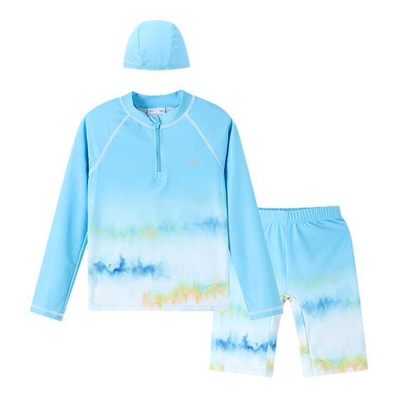 Annai children's clothing boys' split swimsuit long-sleeved suit summer new high elastic hydrophobic gradient color