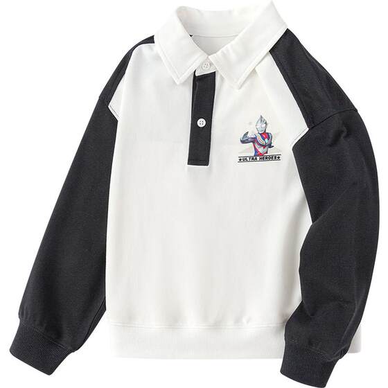 
[Ultraman IP] Balabala boys' long-sleeved T-shirt spring style POLO shirt with contrasting colors, fashionable, comfortable and cool