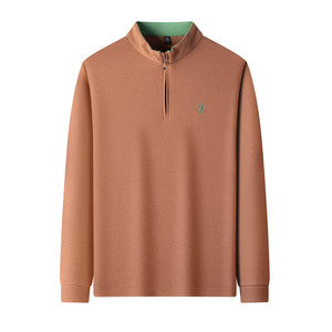 
Luo Meng's new autumn and winter men's pure cotton sweatshirt casual loose half-zip stand collar brand embroidered long-sleeved T-shirt