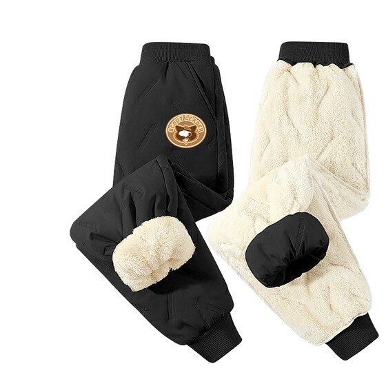 
Snoopy boys' fleece pants autumn and winter one-piece fleece pants boys warm cotton pants children's winter thickened down pants
