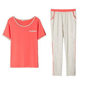 
Modal women's summer short-sleeved solid color summer pajamas for women can wear loose mother's spring and summer thin home clothes